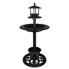 TIANCENTRAL H front view of black bird bath showing elegant shape and durability