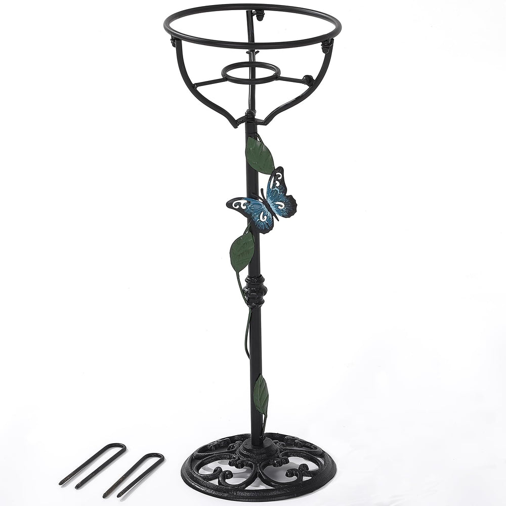 TICKCACY front view of the cast iron gazing globe stand showing elegant design and balance