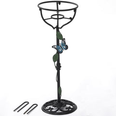 TICKCACY front view of the cast iron gazing globe stand showing elegant design and balance