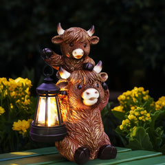 Tiejiajiang front view of resin Highland cow for charming garden focal point