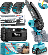 Tietoc mini chainsaw front view showing compact design and clear controls for easy handling
