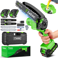 tietoc front view of mini chainsaw showing compact design and easy handling benefit