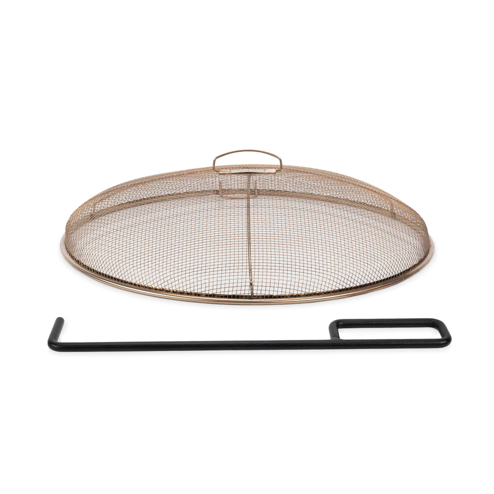 TIKI front view of 18-inch fire pit screen showing full coverage and spark protection