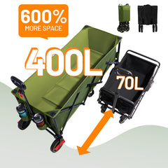 TIMBER RIDGE folded compact wagon showing easy storage benefit