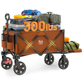 TIMBER RIDGE front view of wagon showing roomy orange cargo area and easy access