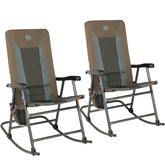 TIMBER RIDGE front view of both brown rocking chairs showcasing portability and comfort