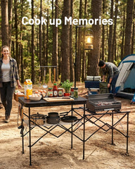 TIMBER RIDGE lantern pole with utensil hooks for easy nighttime cooking