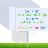Timgle front view of 24-pack yard signs showing neat stacked panels and value