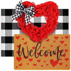 Timgle red heart welcome mat front view showing warm entry appeal