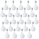 Tioncy front view of 24 white tablecloth weights showing neat compact set and packaging benefit