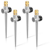 Tioncy front view of four grey metal sprinklers showing sturdy construction and value