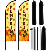 Tioncy front view of pumpkin feather flag for clear seasonal visibility