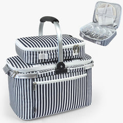 Tirrinia front view showing cooler basket and organized compartments for easy packing