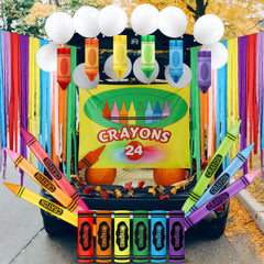 Tisancy paper streamers and balloons spread out showing volume and color