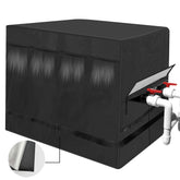 tiscover front view of cover protecting a Hayward heater, shows full coverage benefit
