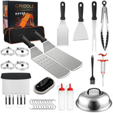 Tivddikun front packaging showing full 30-piece griddle kit and bag for easy storage