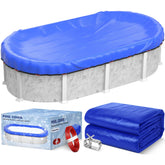 TIXANF oval pool cover front view showing blue color and full coverage benefit
