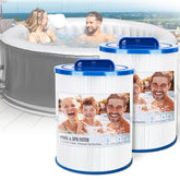 Tomanic front packaging showing two spa filters and clear product labeling for fast identification