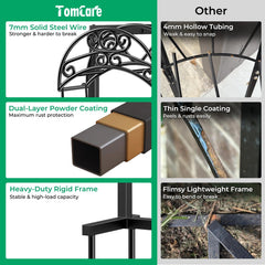 TomCare four spikes driven into soil illustrating stable, wobble-free anchoring