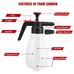 TOMTOOL nozzle closeup highlighting foam and water tips for versatile application