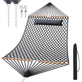 TONAHUTU front view of dark gray double hammock showing full bed for two comfort