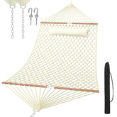 TONAHUTU front view of natural double hammock showing roomy bed comfort