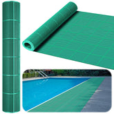 Tondiamo front view of 3x10 ft green pool mat showing full coverage and quick drainage benefit
