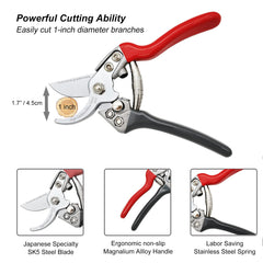 TONMA ergonomic handle detail showing soft-grip shape to reduce hand fatigue during pruning