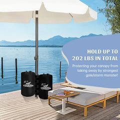 TOOKNIN filled weight positioned under canopy demonstrating wind resistance