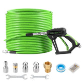 Tool Daily front packaging showing full 150 ft sewer jetter kit and components for easy identification