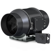Toolazy front view of inline fan showing compact housing and duct flange, improves ventilation