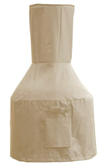 Tooreas front view of tan chiminea cover protecting whole unit