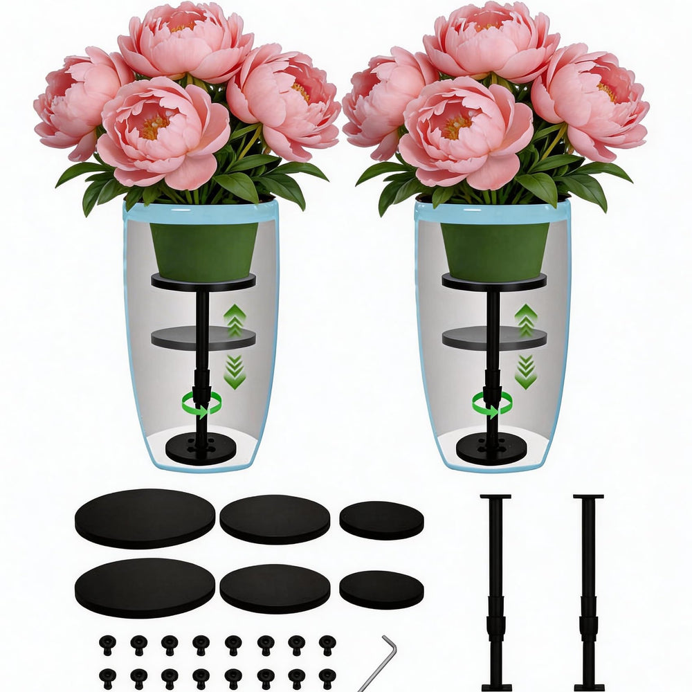 Topfurn front view of two-pack risers showing packaging and components benefit easy setup