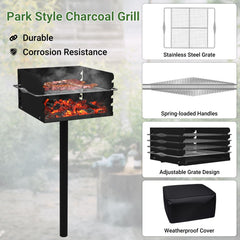 Toriexon adjustable grate mechanism pictured for precise heat control