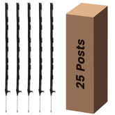 Toriexon front view of 25-pack black posts showing compact packaging benefit