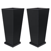 Toriexon front view of two tall metal planters showing modern design and durability