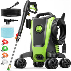 Toyqqeow pressure washer front angle showing compact design and portability benefits
