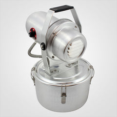 Treasure Hunter Silver Bullet fogger in use inside garage, efficient area treatment benefit