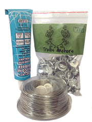 Trellis Anchors front packaging showing kit contents and outdoor use benefits