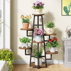 Tribesigns front view of 7-tier plant stand showing full vertical display and space saving