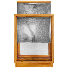 TRINFREE front view of assembled screened bottom board showing fit and ventilation benefit