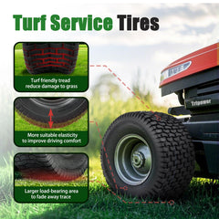 TRIPOWER installed on lawn tractor in grass, improves grip and reduces lawn marks