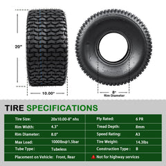 TRIPOWER close-up of tread pattern, designed for traction with minimal turf damage