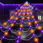 Trulloyoo front view of giant spider web lights showing dramatic scale and curb appeal