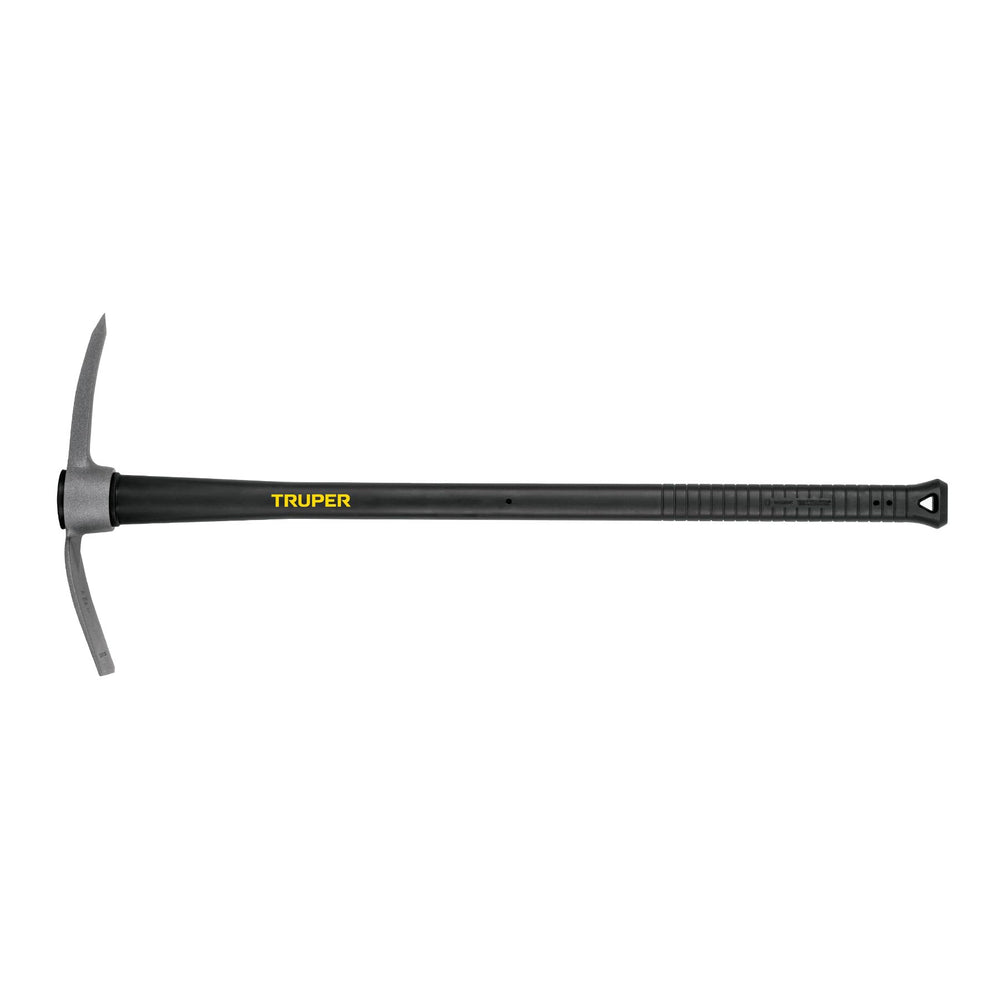 Truper pick mattock front view showing forged head and blade for durable digging