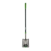 Truper TruTough shovel front view showing blade and shaft, durable construction benefit