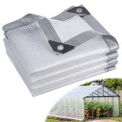 Tryitsbest front view of 10x20 ft clear tarp showing full coverage and durability