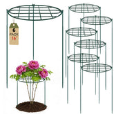 TTQ front view of six green peony support cages showing neat packaging and benefit of set coverage