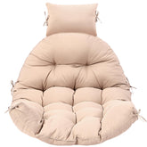 Tudomro front view of beige egg chair cushion showing full shape and fit
