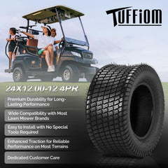 TUFFIOM side profile highlighting tread pattern that protects turf while adding traction
